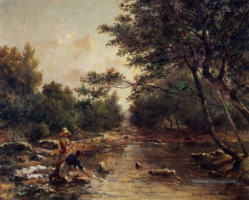 Sur les bords de la rivière paysage Paul Camille Guigou Peinture à l'huile
